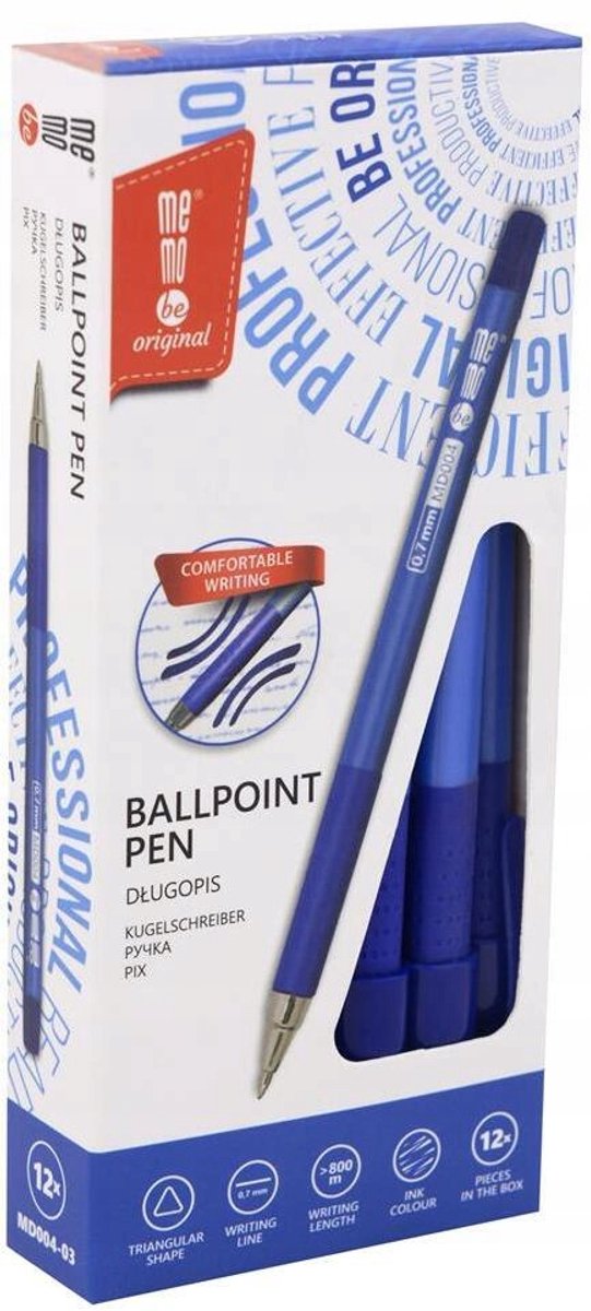 MemoBe Blauwe Balpen, 0,7 mm, 12 st