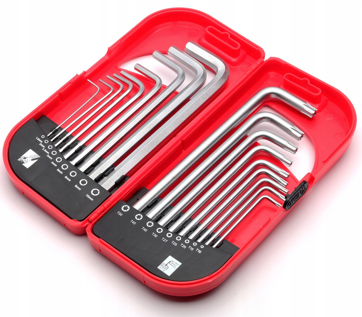 18-delige PRO Torx & Inbussleutelset Kort Gehard Chroom