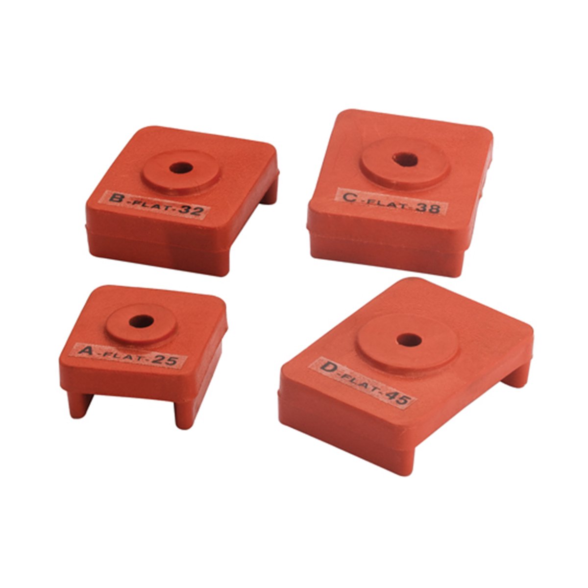 Extra drukstukkenset, voor persblok, 4-delig, van nylon, vierkant, 25 - 45 mm