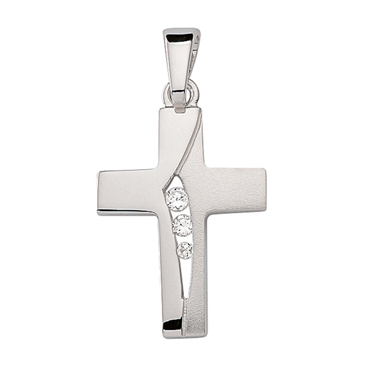 Kruis zilver 925-rh, zirkonia