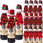 30 Pack Kerst Wijnfles Cover Set - 15 stuks Mini Xmas Kerstmuts + 15 stuks Kerstfles Kerstman Sjaal voor Wijnfles Decoratie - voor Kerst Tafel Feestdecoraties