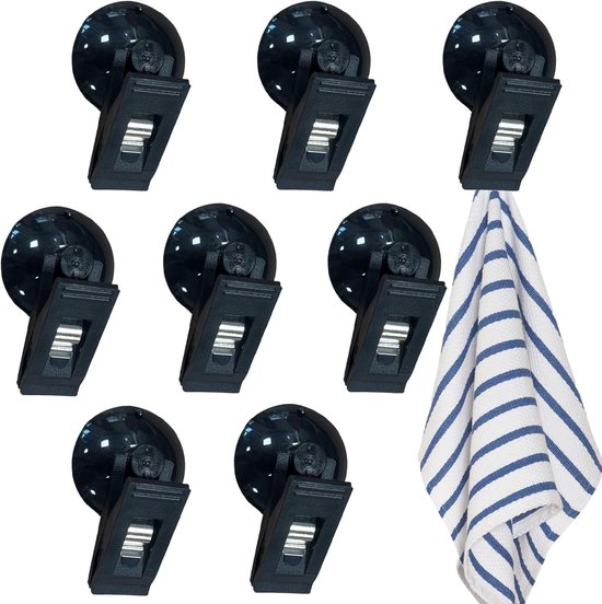 Zorg voor je douchegordijn - 7 stuks - witte clips - 5,5 cm