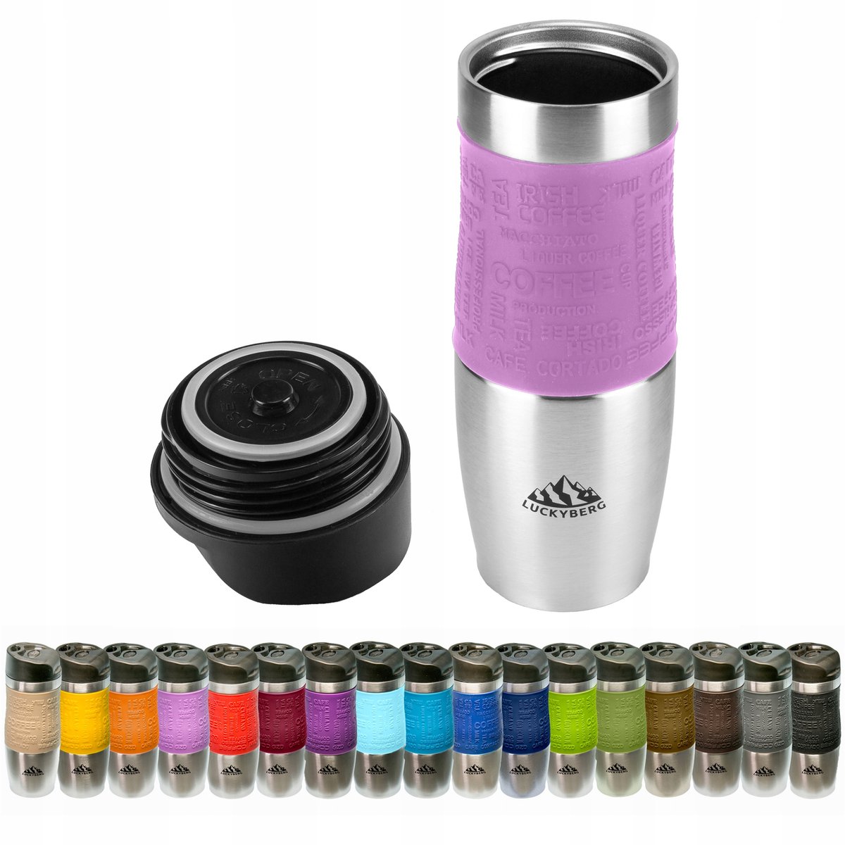 LUCKYBERG Thermosbeker 480ml - RVS, Lekvrij, Roze