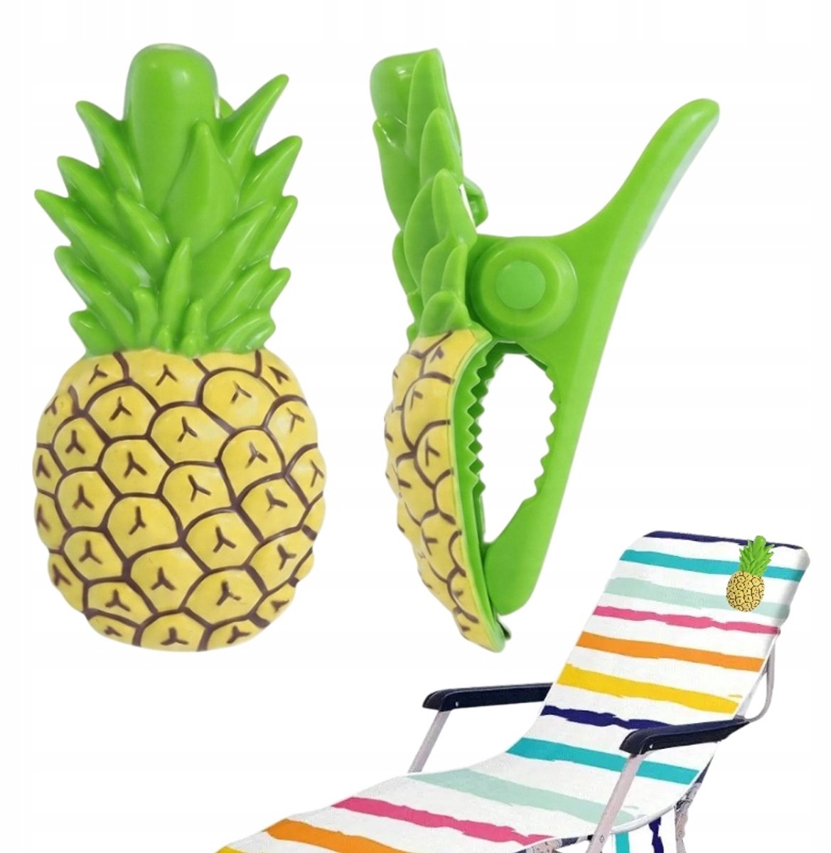 Set van 2 Grote Strandhanddoek Clips met Ananas Design