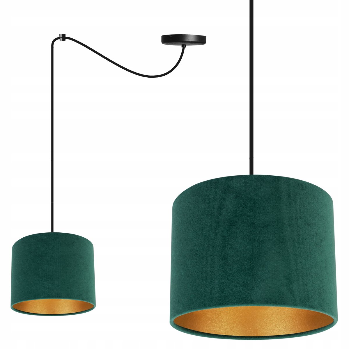 Gouden Hanglamp Spin Mediolan met Velours Lampkap