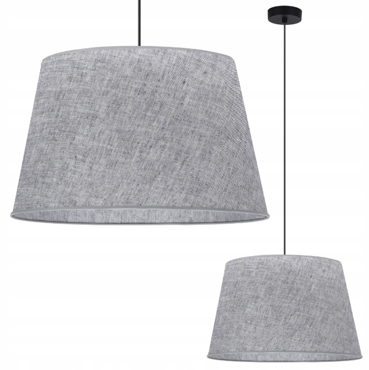 Grijze Lampenkap Kegel Linnen Hanglamp - Stijlvol & Sfeervol