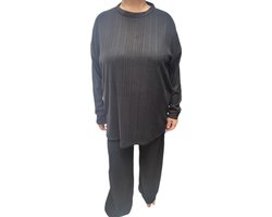 Dames - Huispak - Loungepak - Set 2 delig - Comfy Set - Grote maten - Kleur - Zwart - Maat One Size 42 t/m 60