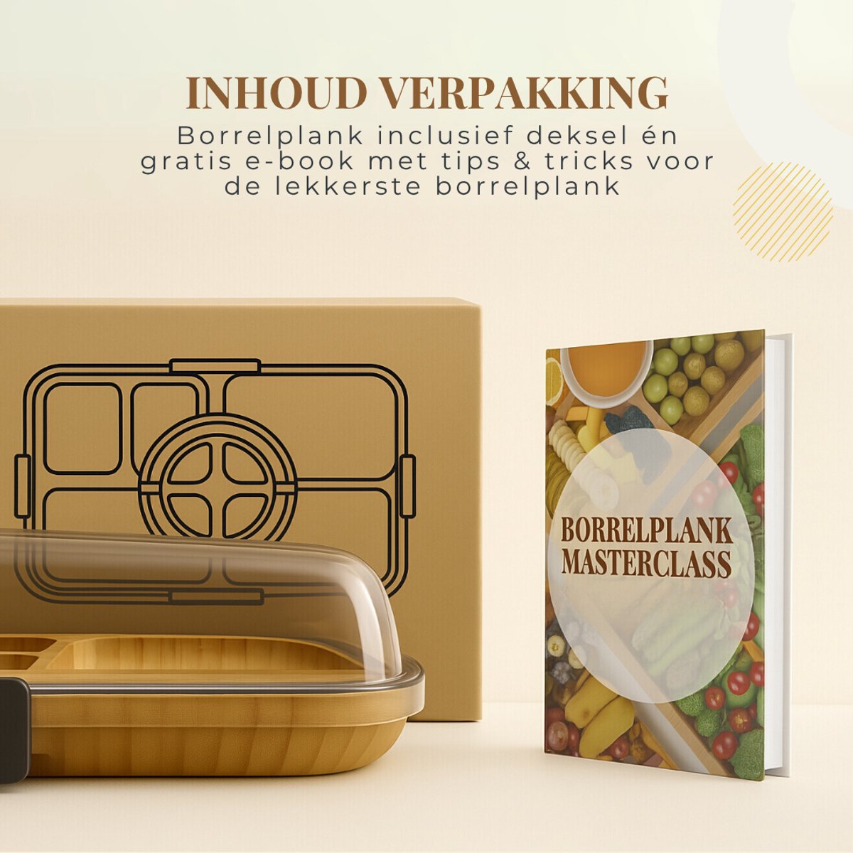 Latium Borrelplank van Bamboe Hout inclusief Deksel met Handvat - Luxe Tapasplank - Serveerplank - Inclusief gratis E-book - Kerstcadeau voor Vrouwen of Mannen — cadeau in Kookcadeaus - foto 6