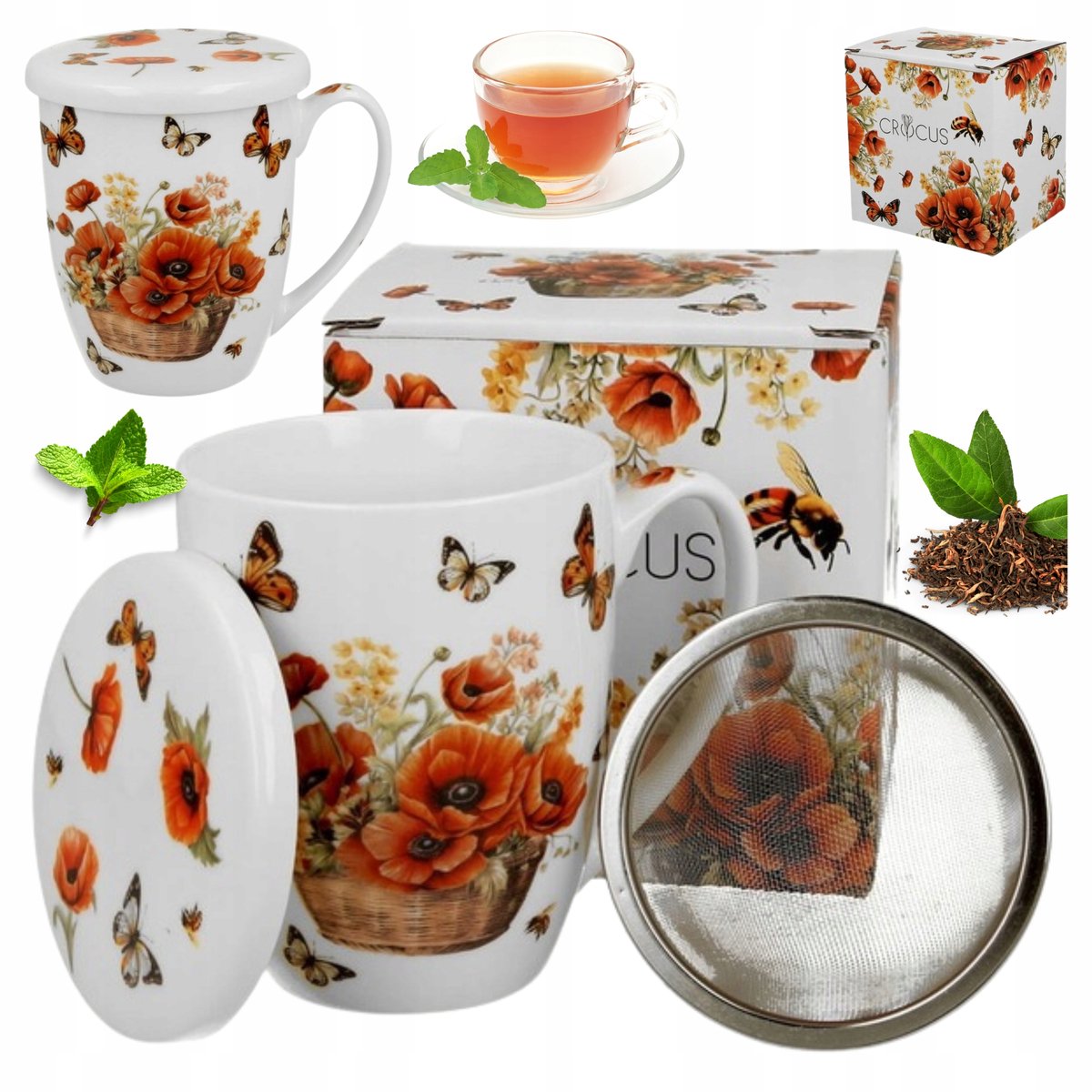 Porseleinen Mok met Infuser 360ml - Ideaal voor Thee & Koffie