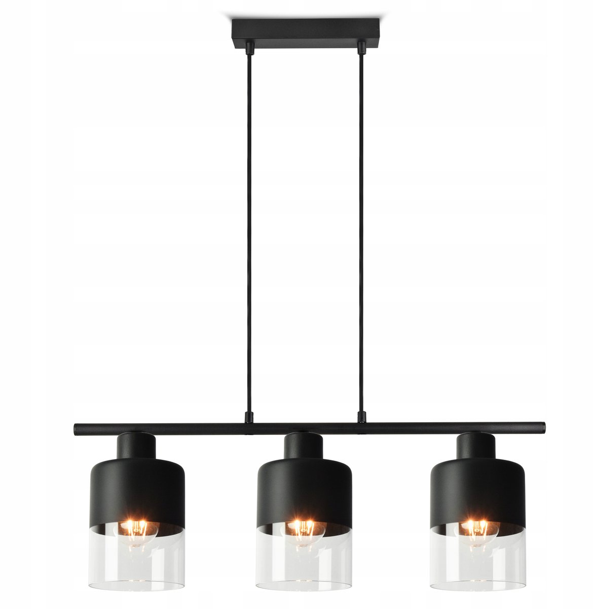 Luxe Dubbele Glazen Hanglamp Zwart LED LED E27 568-BZR3