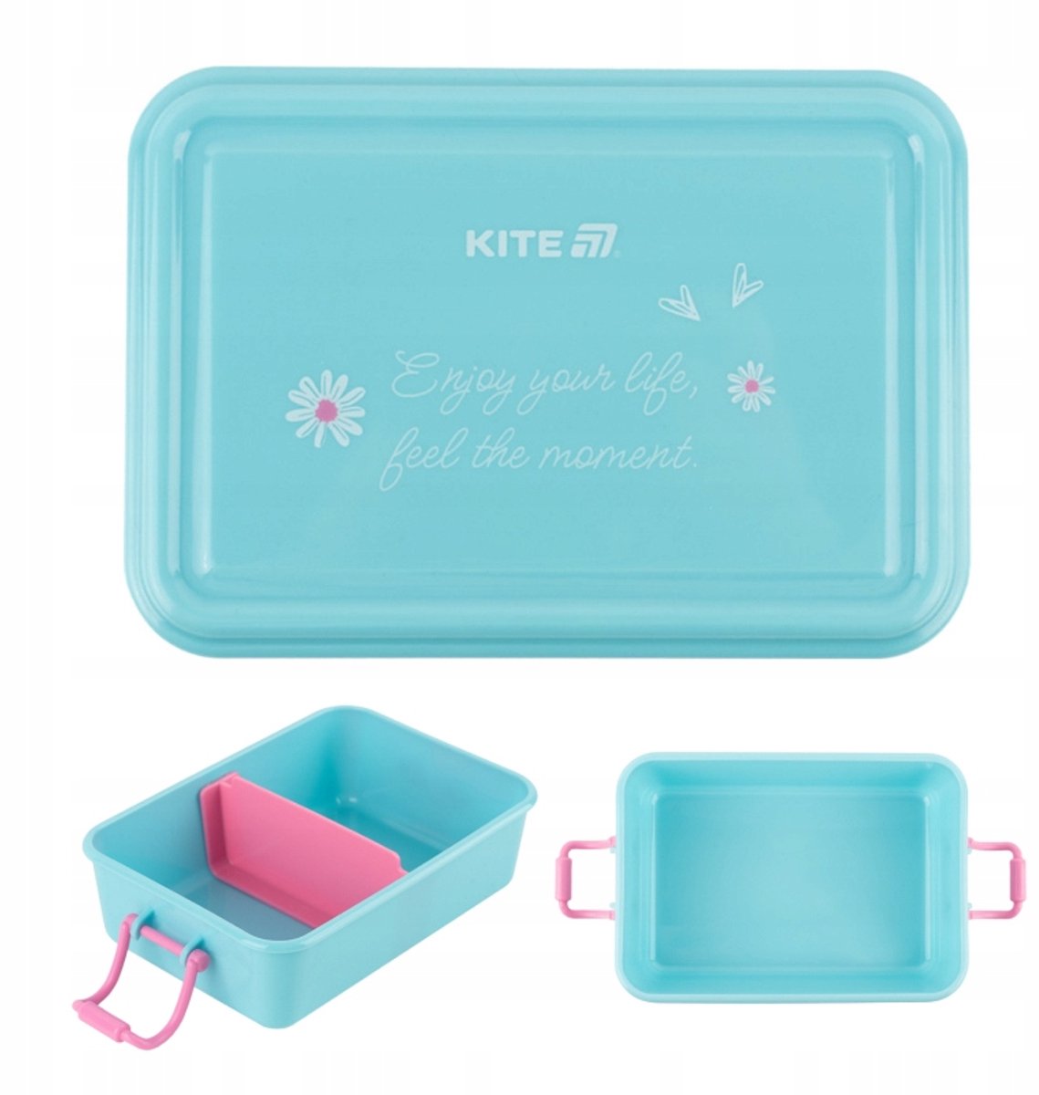 Luchbox voor kinderen, 650ml, groen, met vakjes en bestek