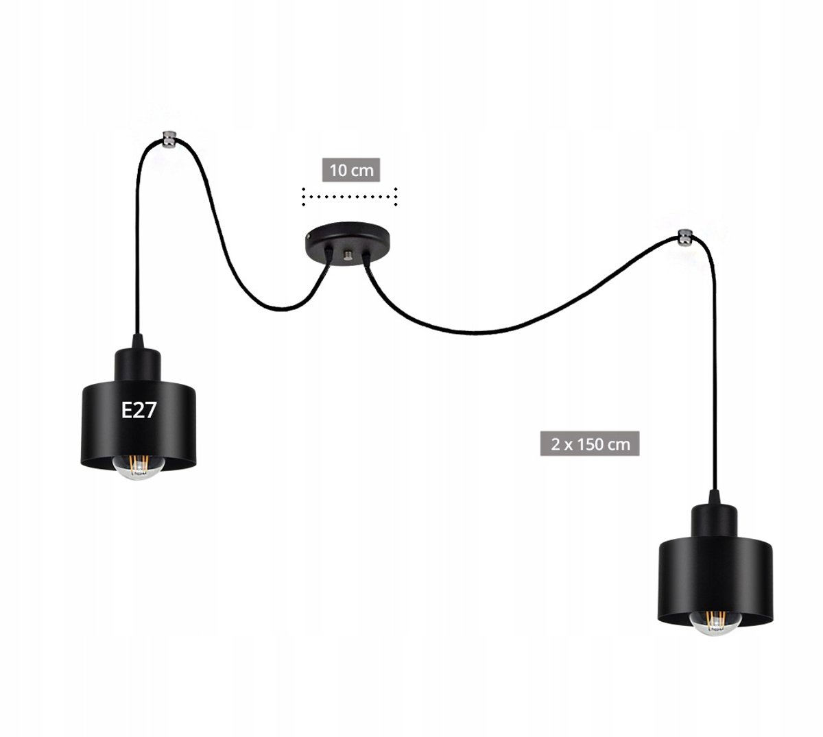 Zwarte Spider Lamp Lampa Sufitowa Wisząca Loft Edison Czarna