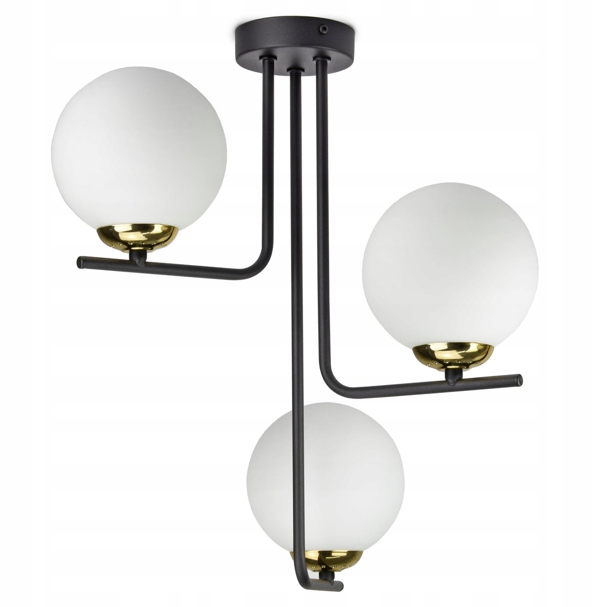 Zwarte & Gouden Hanglamp met Glazen Bollen - Stijlvol Woonkamerlicht