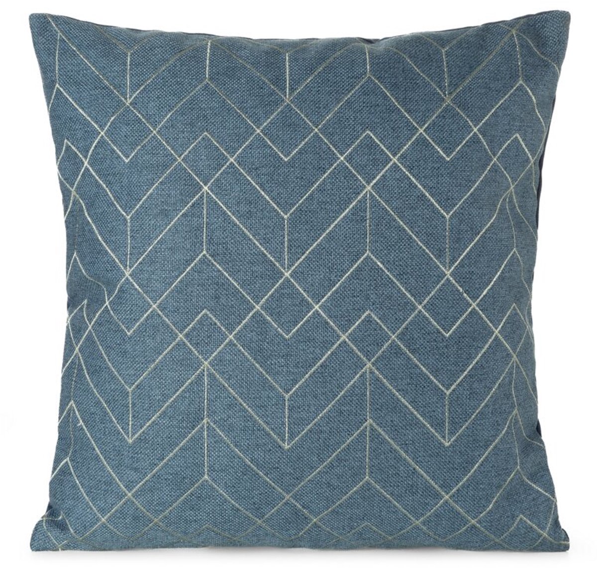 Decoratieve Kussenhoes Mila01 45x45 cm Blauw met Zilveren Borduurwerk