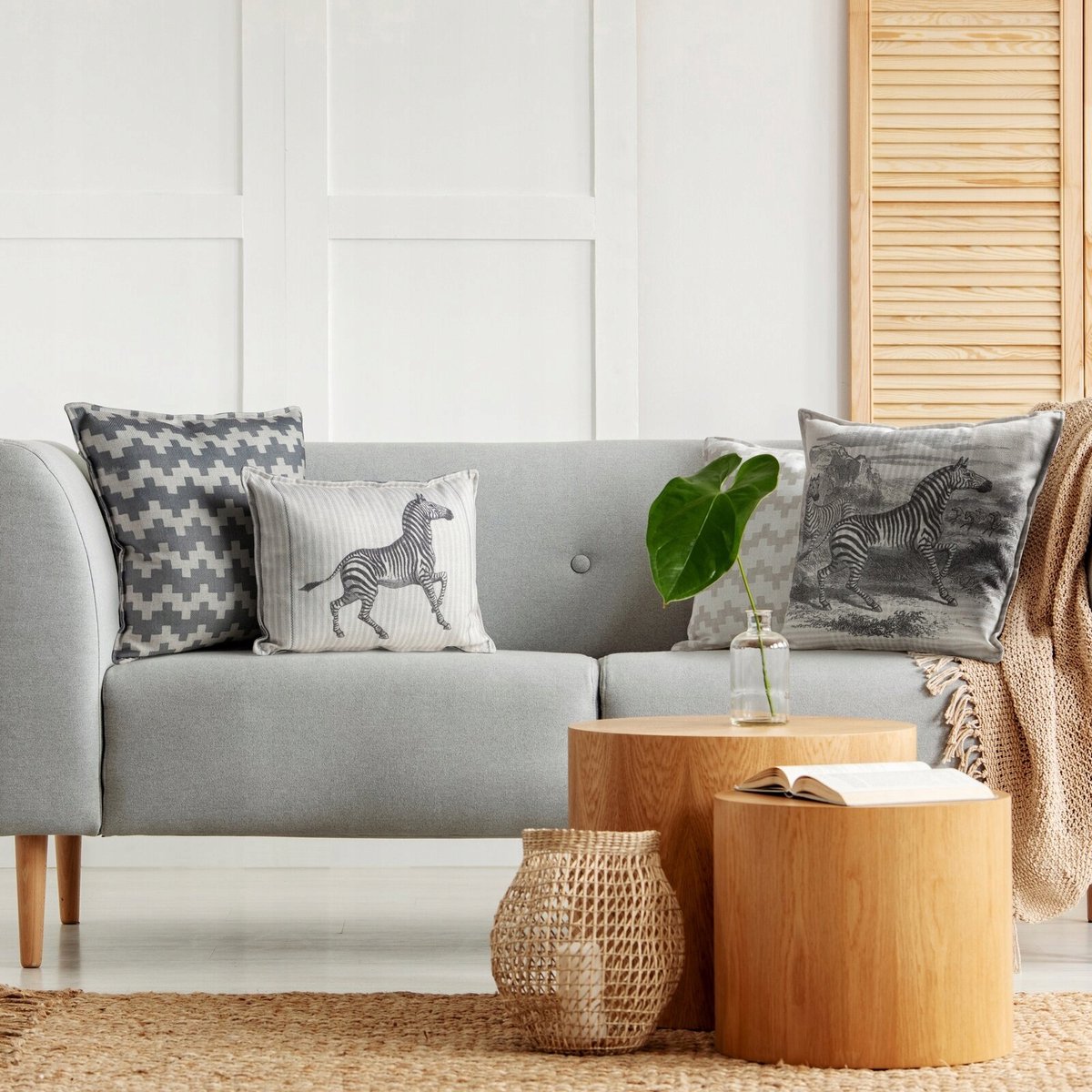 Decoratieve Kussenhoes 45x45 cm - Geometrisch Staal