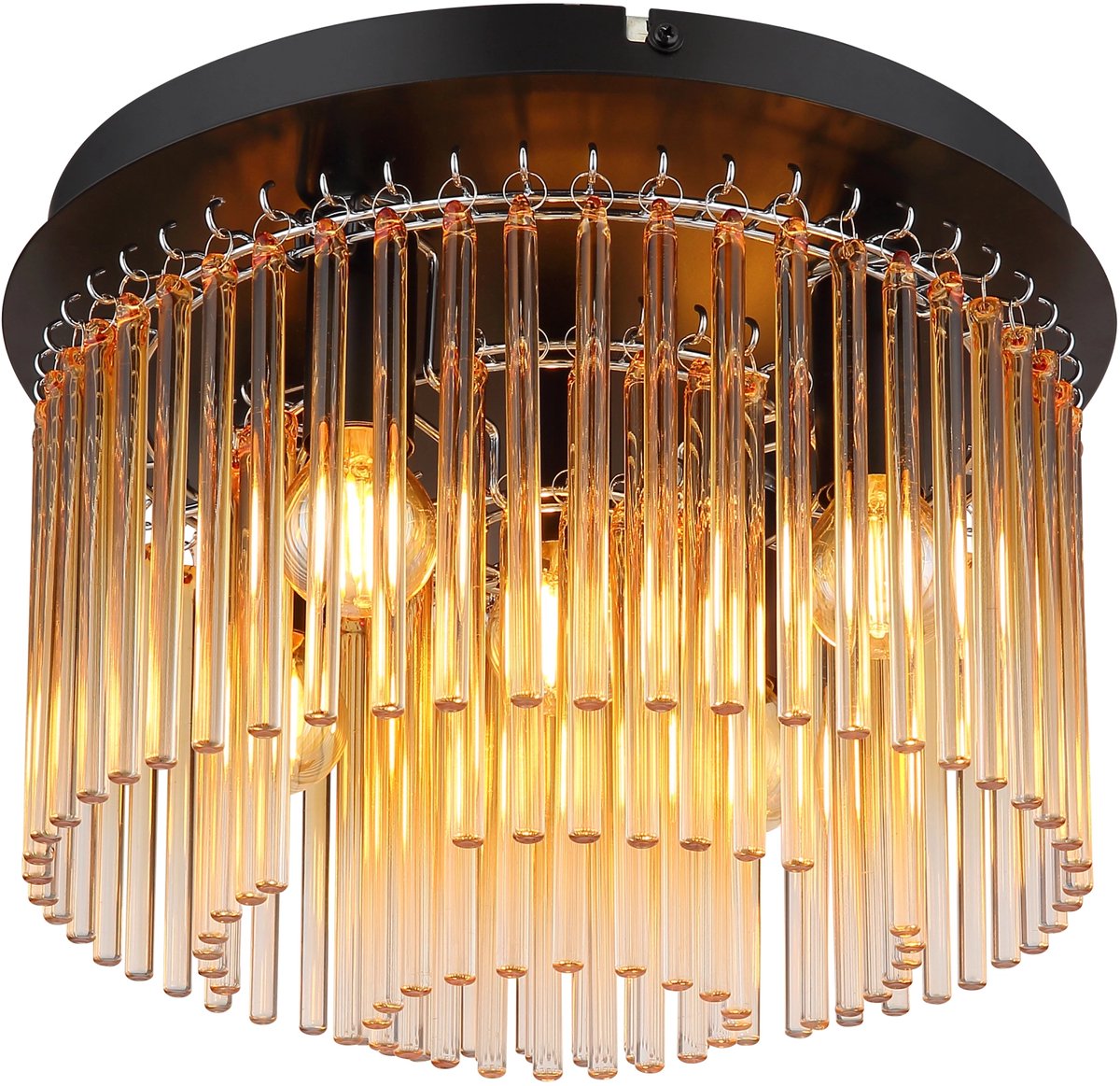 Globo - plafonniere - GORLEY - zwart - glas - Ø 32cm - E14 - 15698DA