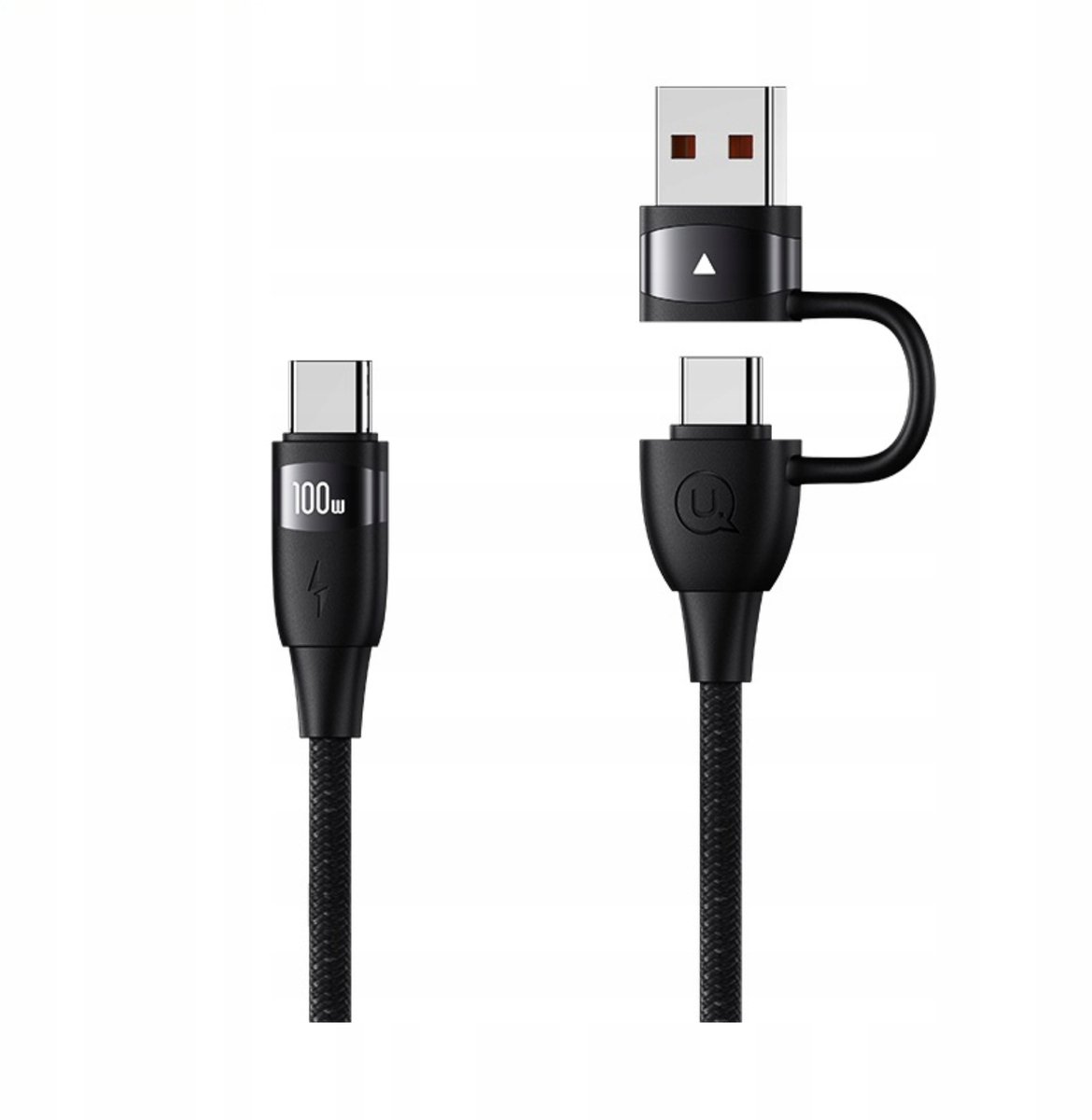 P4Y USB-C/USB-C apparaat USB-A Kabel 100W PD, 1.2m, Zwart