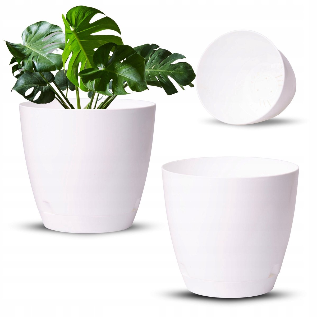 Stijlvolle Witte Plantenpot met Schotel 18 cm