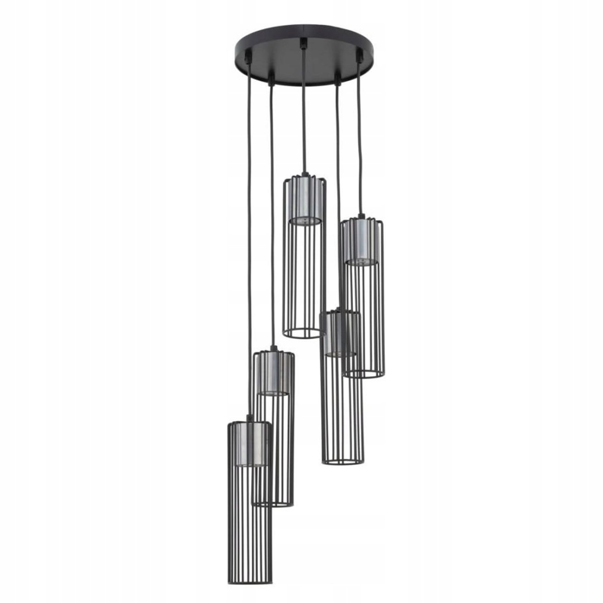 FOBIA 5 Hanglamp met 5 Draadbuizen - Modern Zwart/Zilver