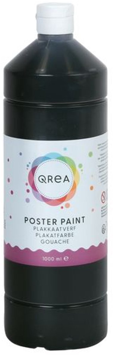 Plakkaatverf qrea zwart 1000ml | 6 stuks
