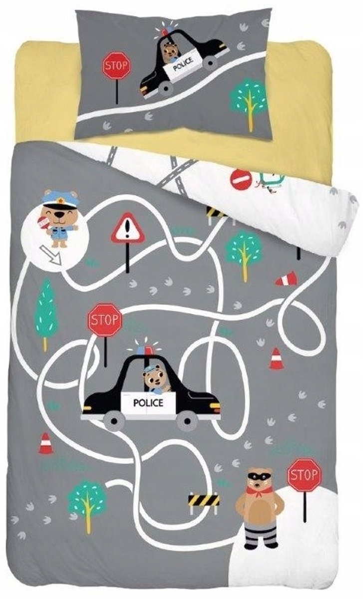 Kinderbeddengoed 90x120 cm - Katoen met Politieprint