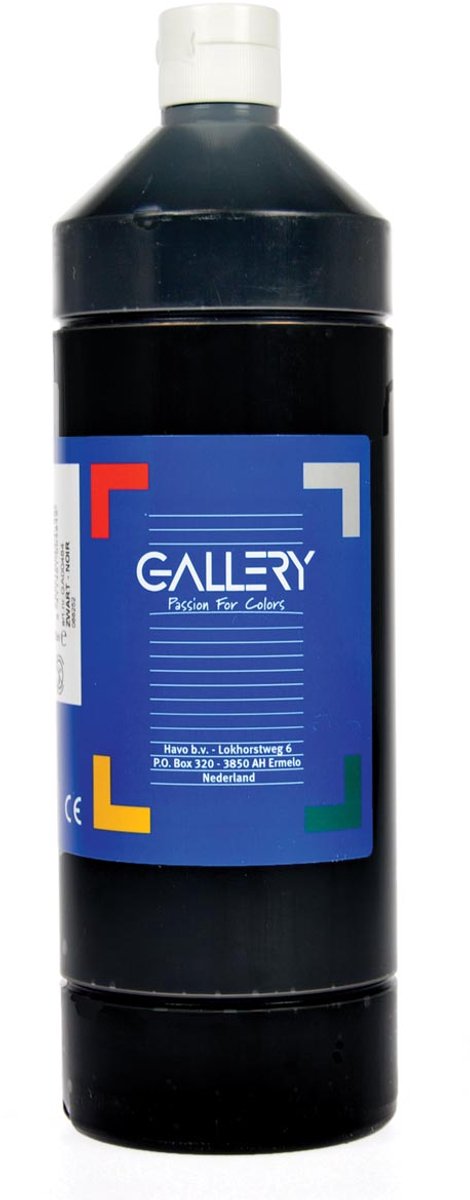 Gallery plakkaatverf, flacon van 1 l, zwart
