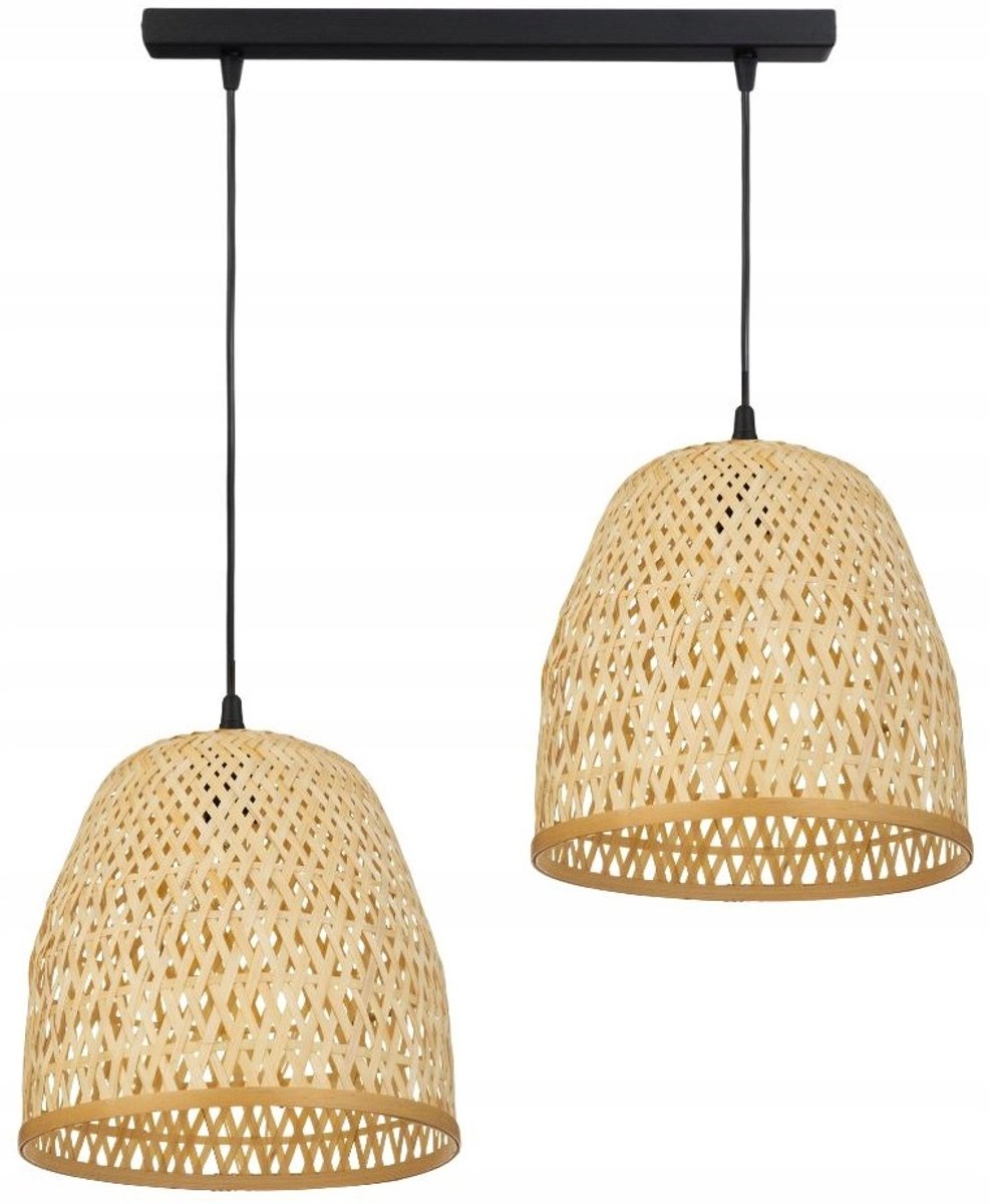 Dubbele Bamboe Hanglamp Zwart - Stijlvol en Modern