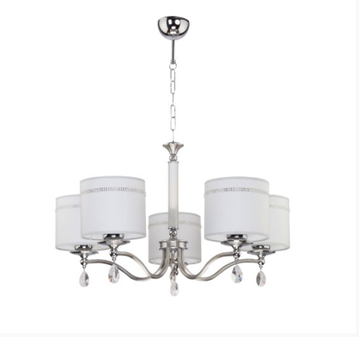 JULIA Chroom Kroonluchter Hanglamp met Stoffen Kap - 5xE27