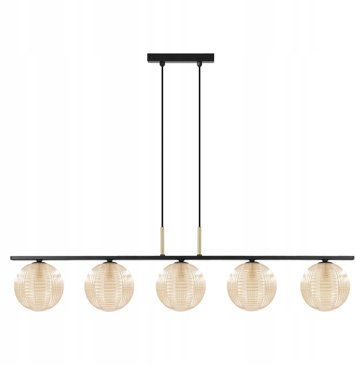 Giro Hanglamp Eettafel Zwart Amber Glas 5x G9 LED