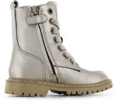 Go Banana's Champagne Bikerboot - Veterschoen Kind - Meisjes - Champagne Metallic - Metallic;Microfiber Leer - Maat 24