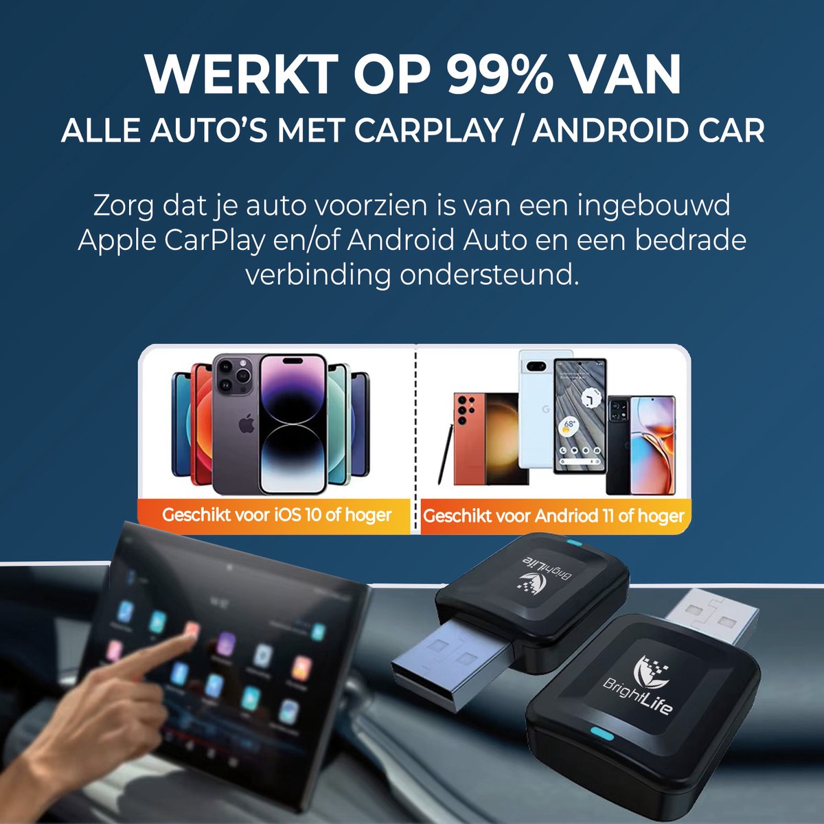 Draadloze CarPlay & Android Auto Dongle 5GHz USB-C adapter Plug & Play voor auto’s vanaf 2017, compact en snel - Afbeelding 4
