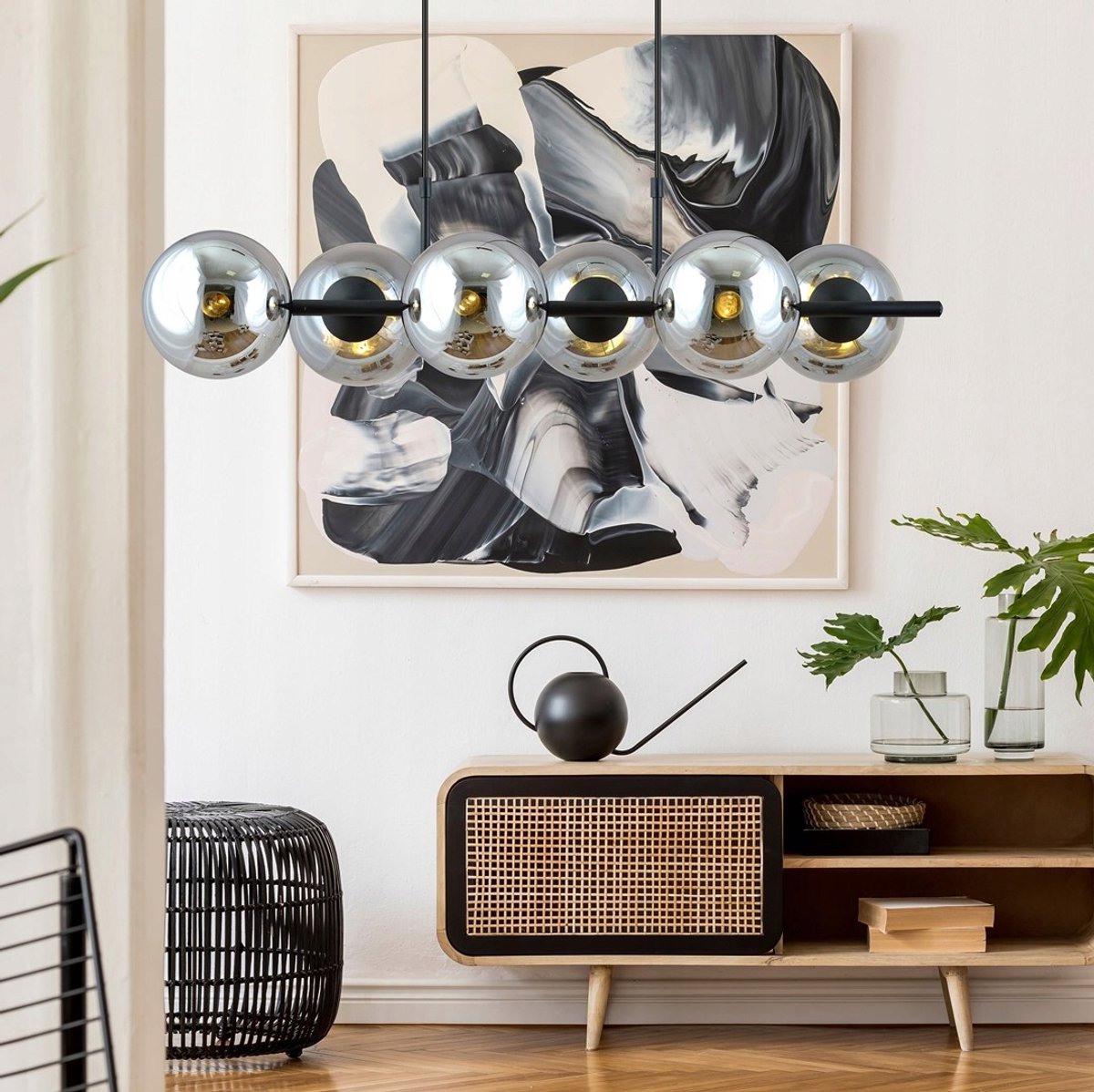 Emibig RORY 6 Hanglamp Grafiet - Stijlvolle Verlichting met Glas en Staal