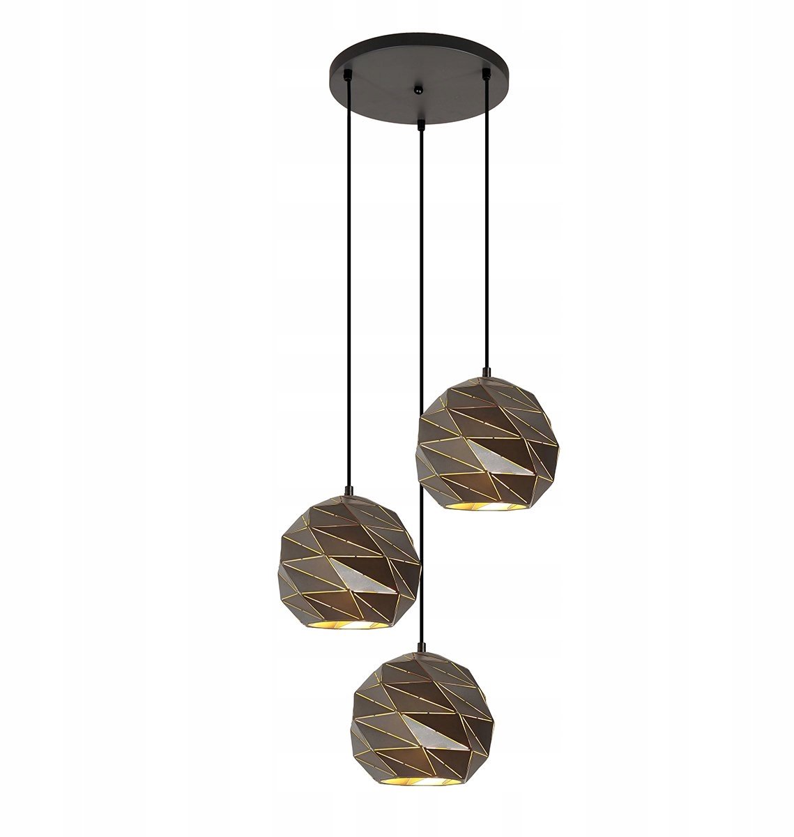 PALERMO Hanglamp PND-2424-3S-GR+GD - Stijlvol Grijs Metaal