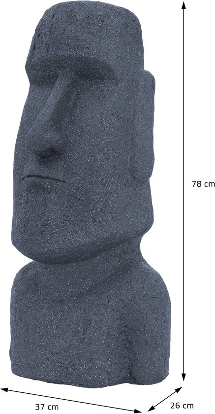 Figurine de jardin Île de Pâques Moai Grijs 37x26x78 cm