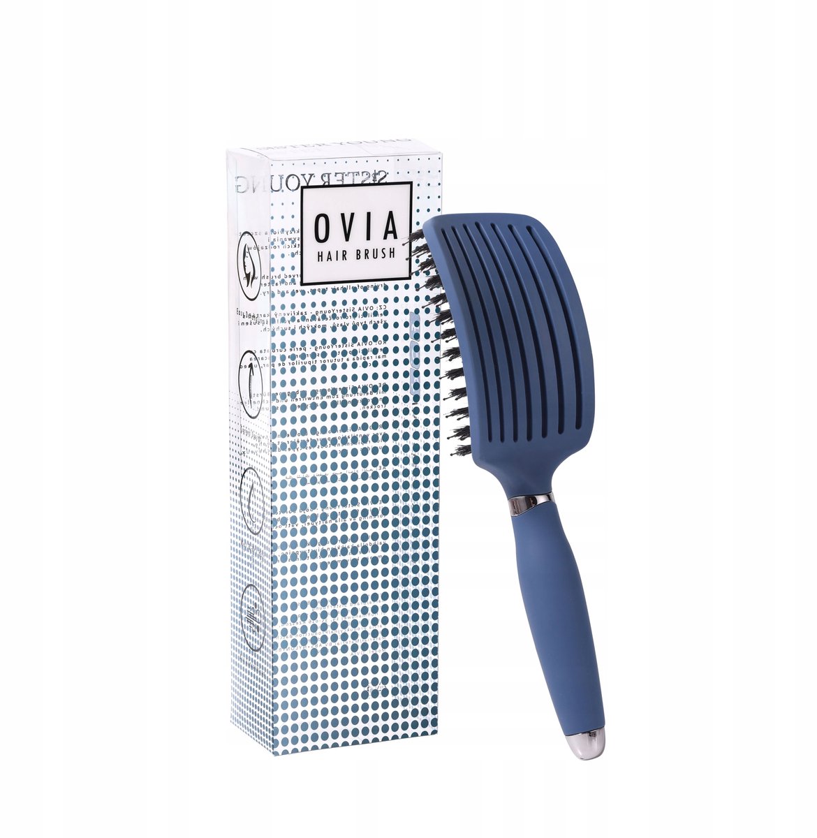 OVIA BV Blauw Haarborstel met zwijnenhaar & Nylon - Ventilatie-uiteinde
