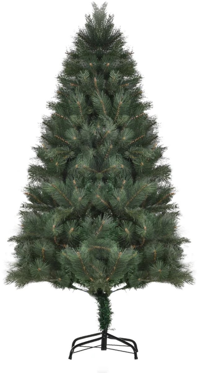 Kunstkerstboom 180 cm - Kerstboom met 375 Tips - Realistisch Uiterlijk - Levensecht - Metalen Standaard - Kerstversiering - Kerstmis - Feestdagen - Ø90x180 cm