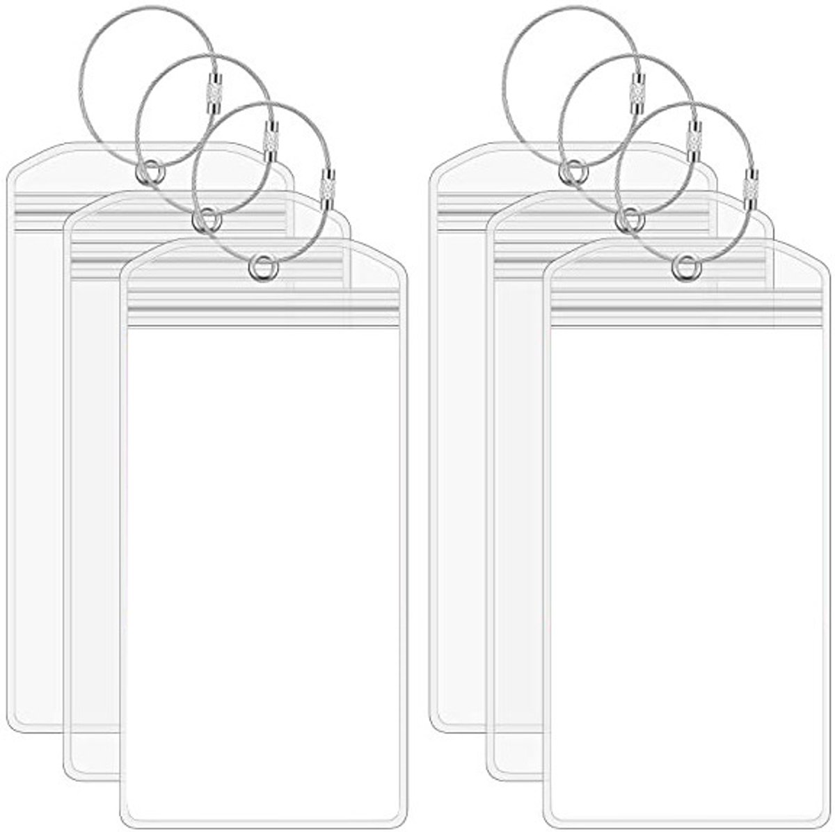 Ynkkvre -6 stuks Cruise Bagagelabels – 8,8 x 18,2 cm Transparante Kofferlabels met 5 Metalen Kabels – Waterdicht & Herbruikbaar voor Koffers en Tassen