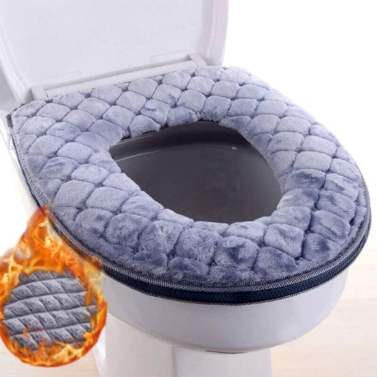 Vitdipy - Housse de siège de toilette - Housse de siège de toilette chaude - Housse de siège de toilette résistante - Housse de siège de toilette - Housse de siège de toilette douce - Réutilisable - Lavable - Extensible - Grijs