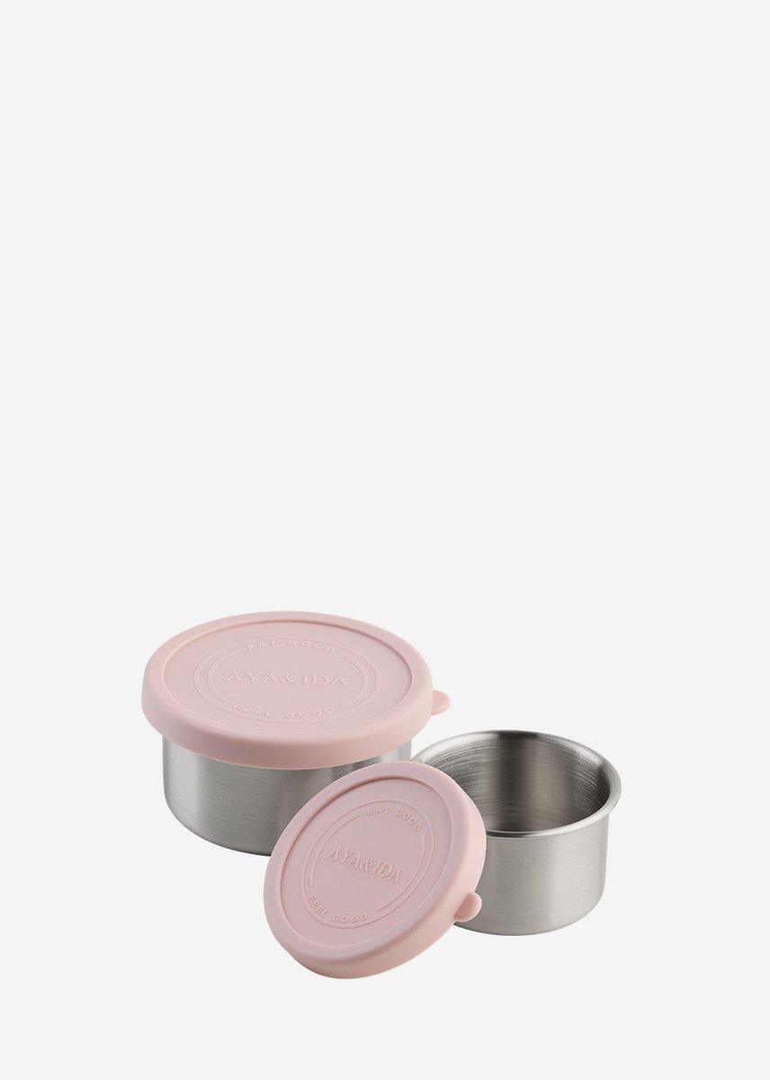 AYA&IDA - SET Snack Containers - lunchbox - pillendoosje - set voedselcontainer - granola container - 100ml + 200ml - Soft Rose