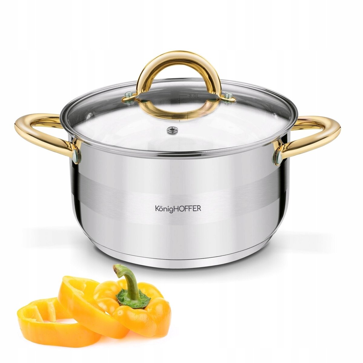 Konighoffer Faro Gold Inductie Pan 3.4L RVS met Glazen Deksel