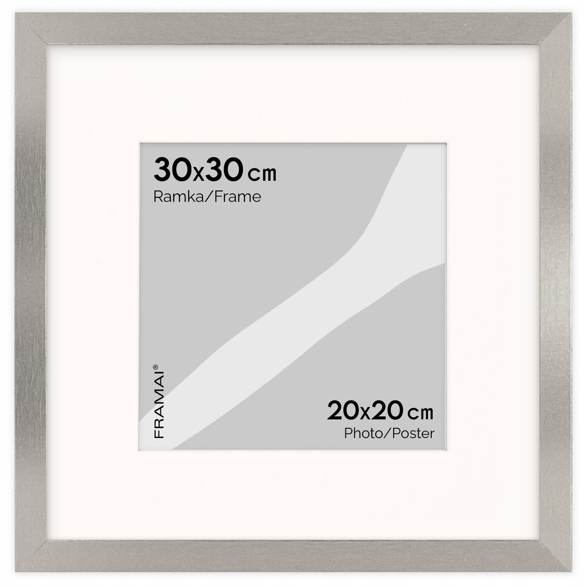 Zilverkleurige fotolijst HEN S 30x30 cm met passe-partout