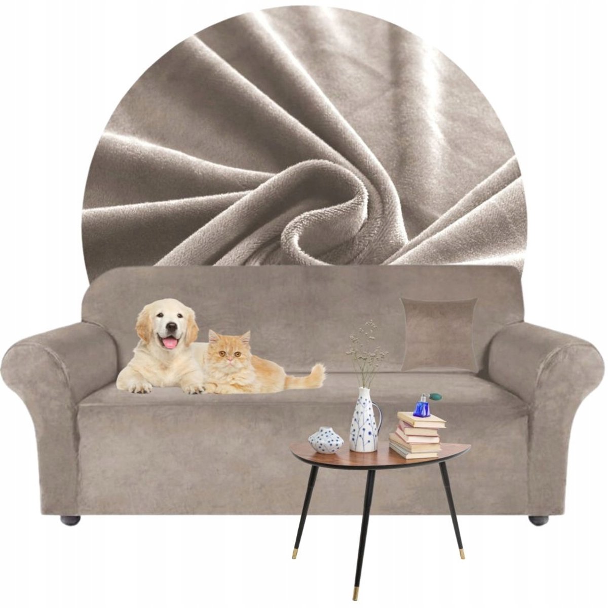Elastischo Bankoes Velours Beige 145-185 cm OKE-TEX