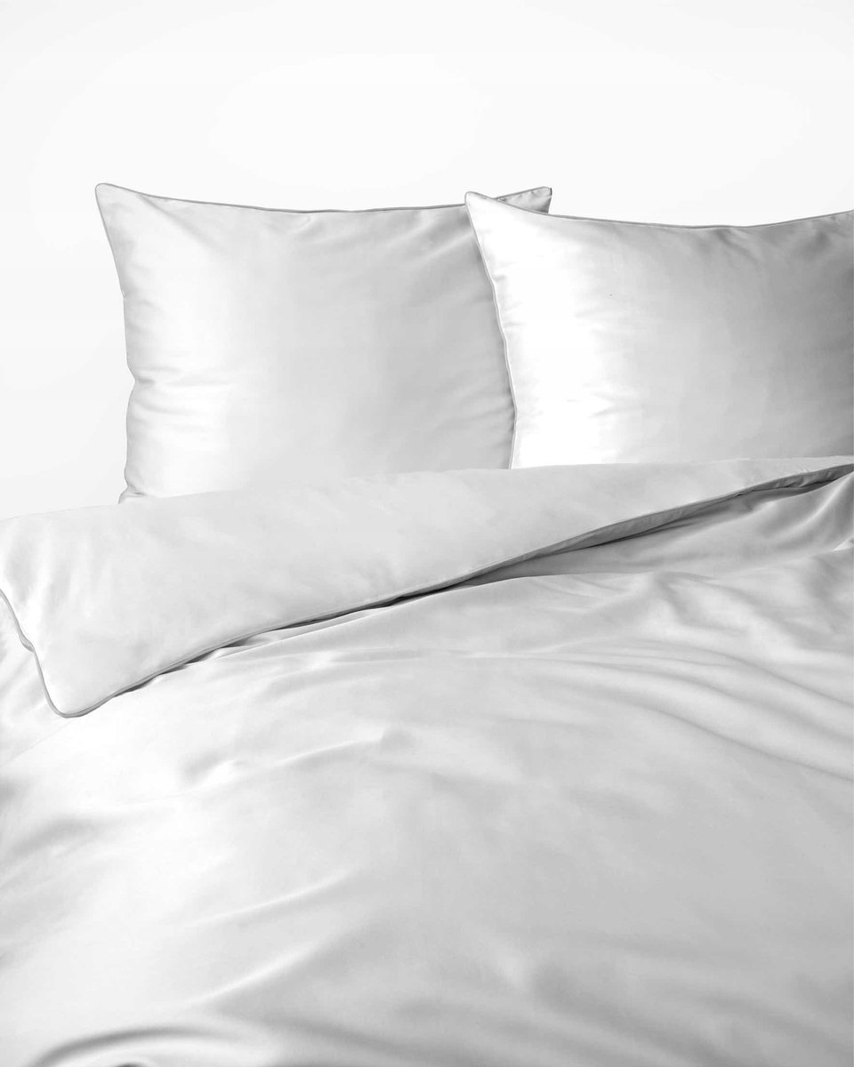 Makosatijn Beddengoed 160x200 Wit - Pure Collectie met Rand