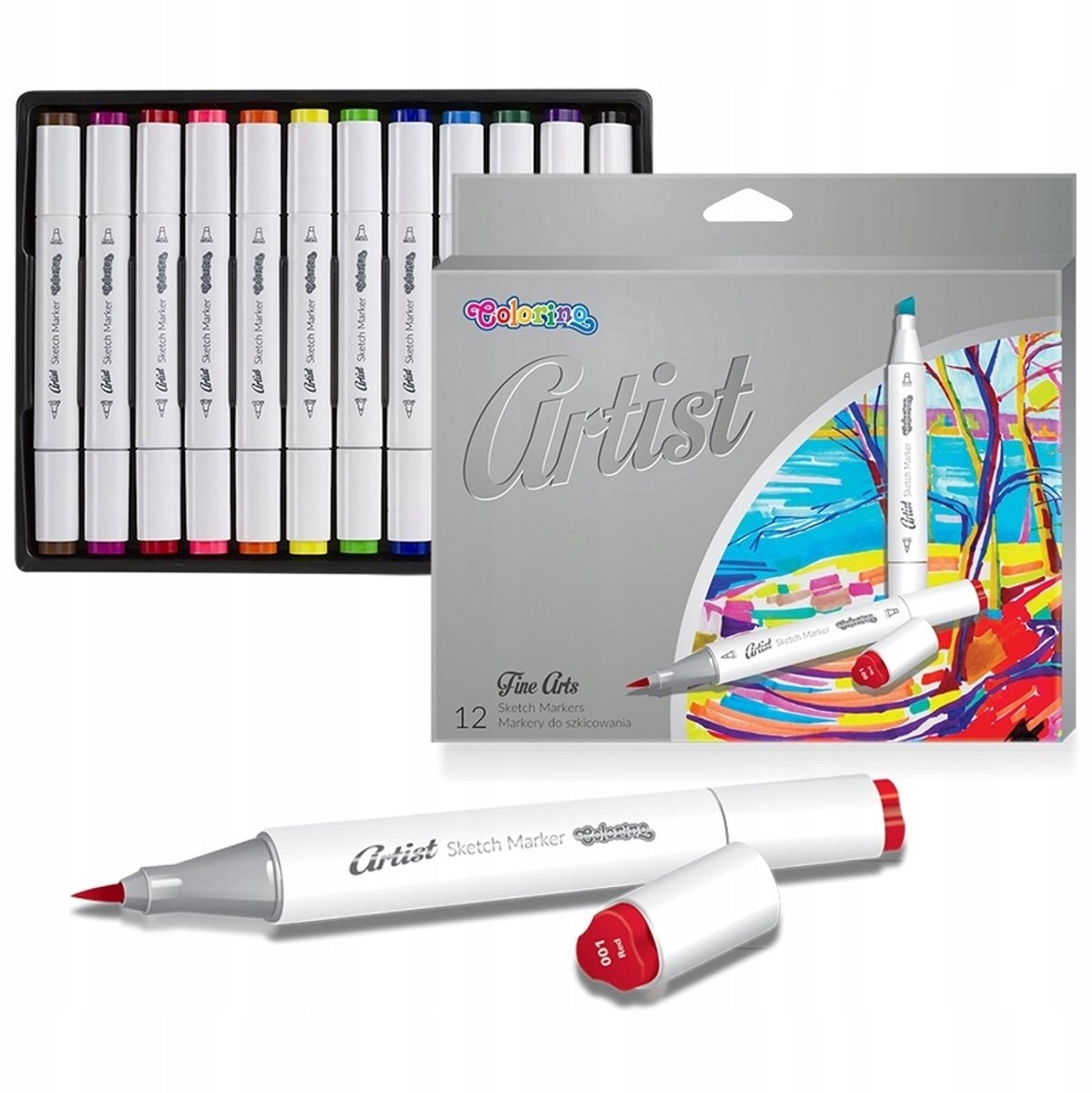 Colorino Artist Markers Set - 12 Levendige Kleuren