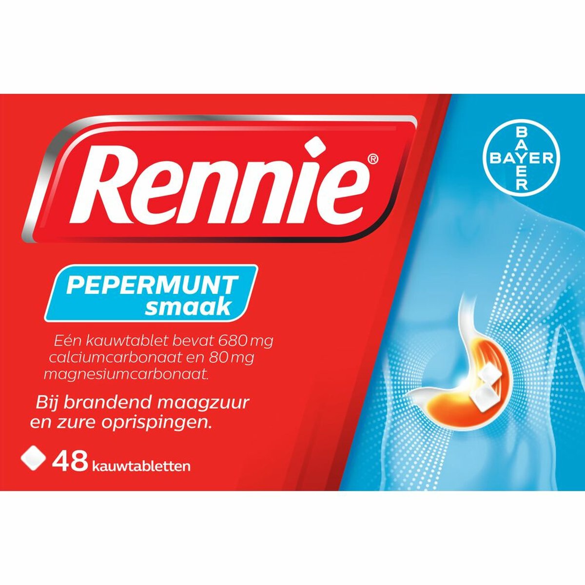 Rennie Pepermunt Kauwtabletten - 3 x 48 tabletten