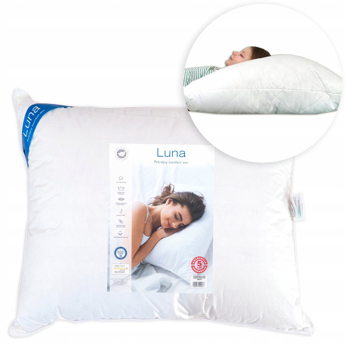 Podaun Live Luxe 70x80cm Ganzenons Kussen - 3 Kamers