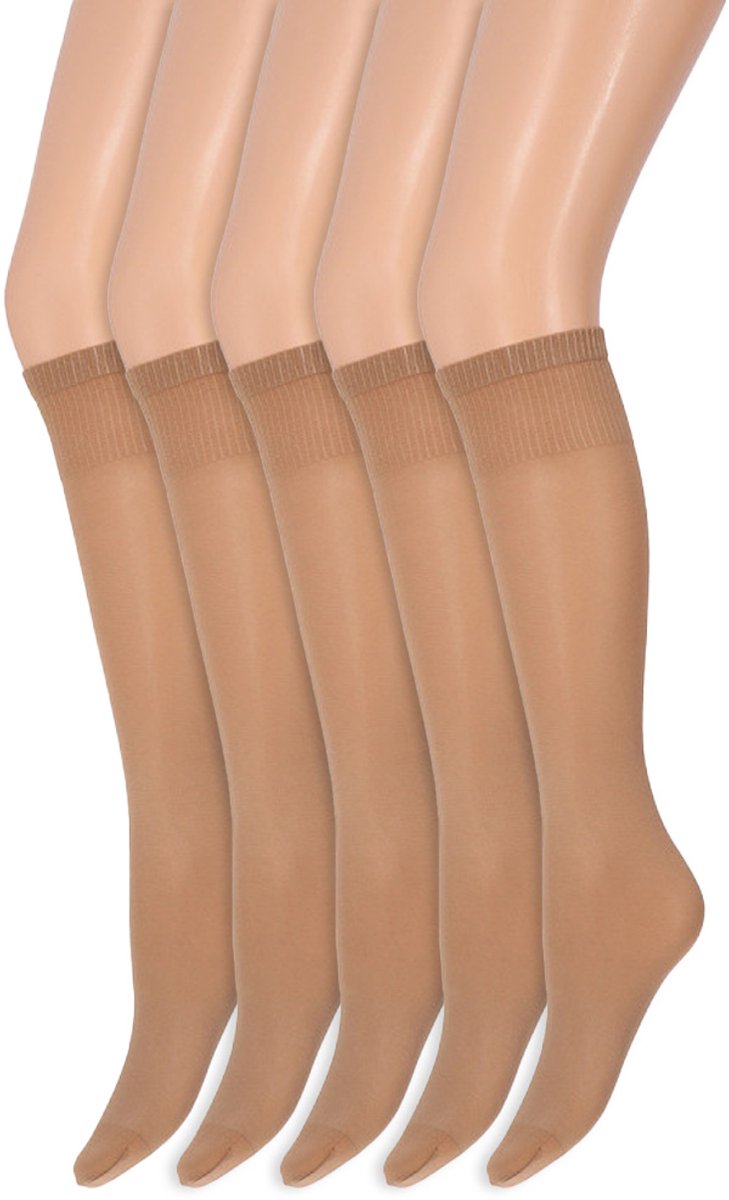 Marianne Glans pantykousen | Kniekousen | 35 Denier | Merk: Marianne | One Size | Kleur: Wineblush | 5 Paar BEIGE