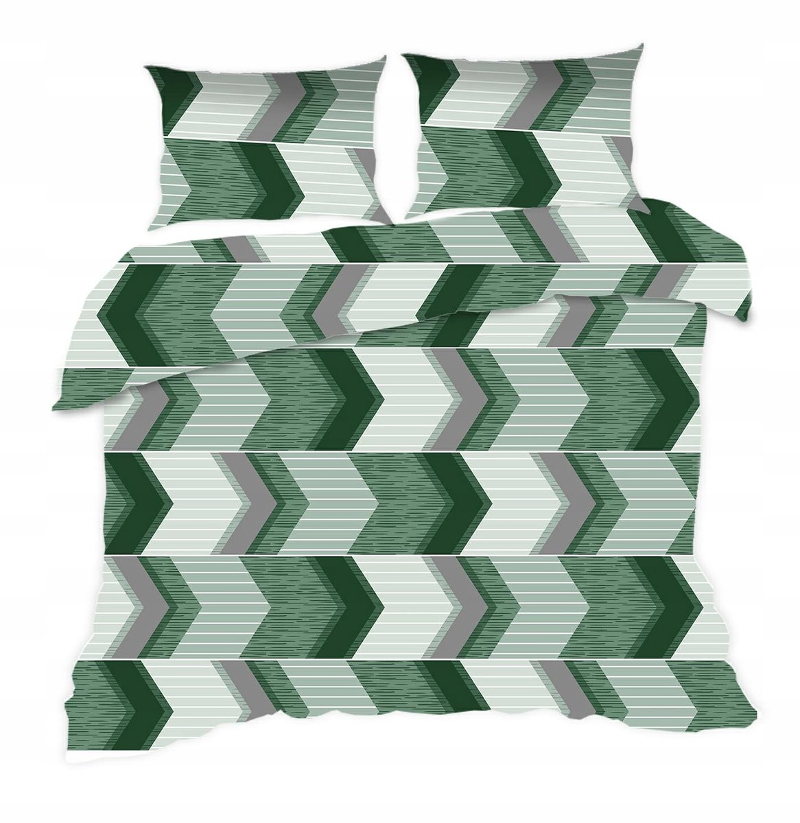 Dekoratieve Katoenen Dekbedovertrekset 160x200cm Groen Geometrisch