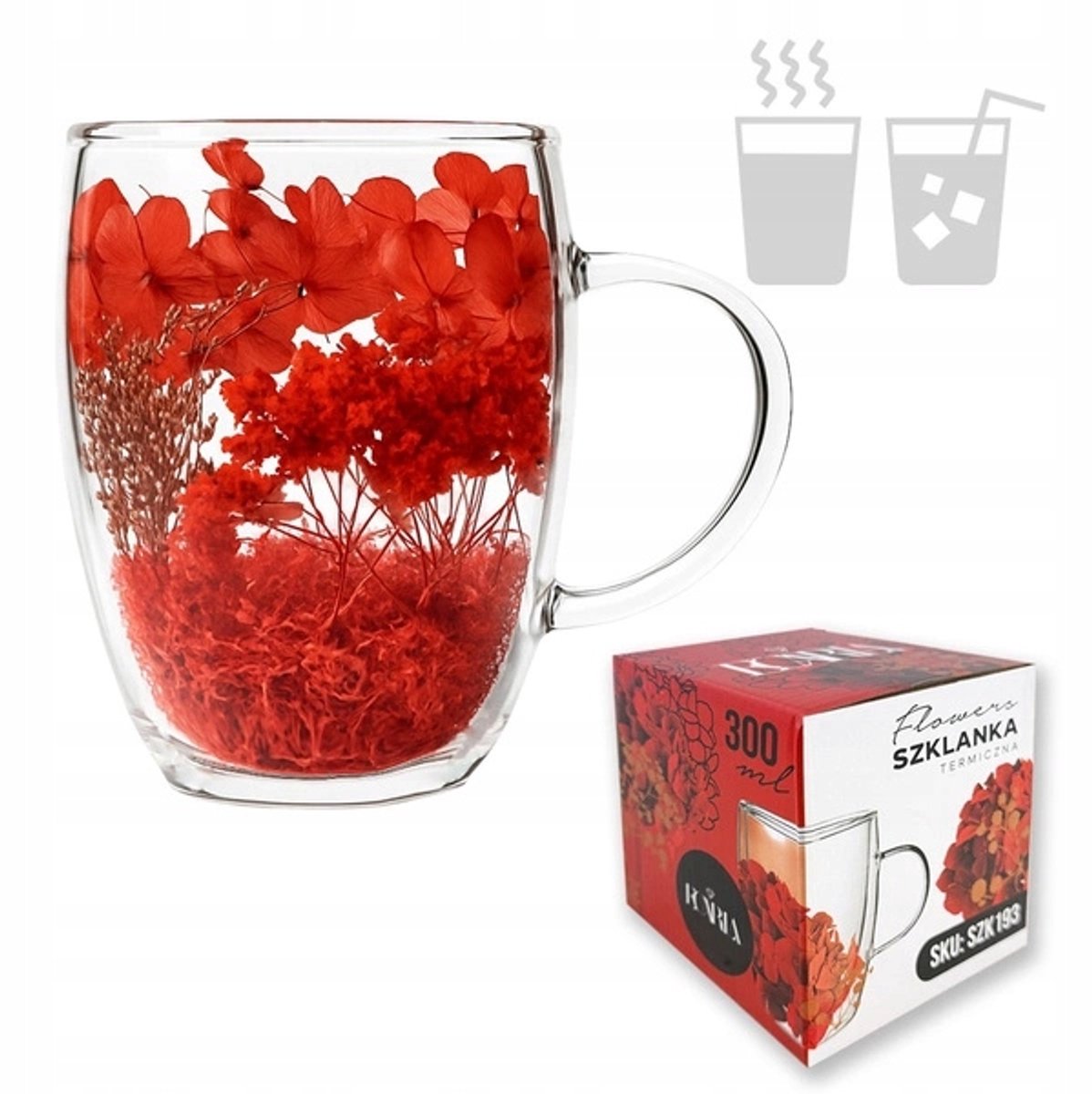 Ecarla Thermische Glas met Hortensia, Dubbelwandig, 300ml
