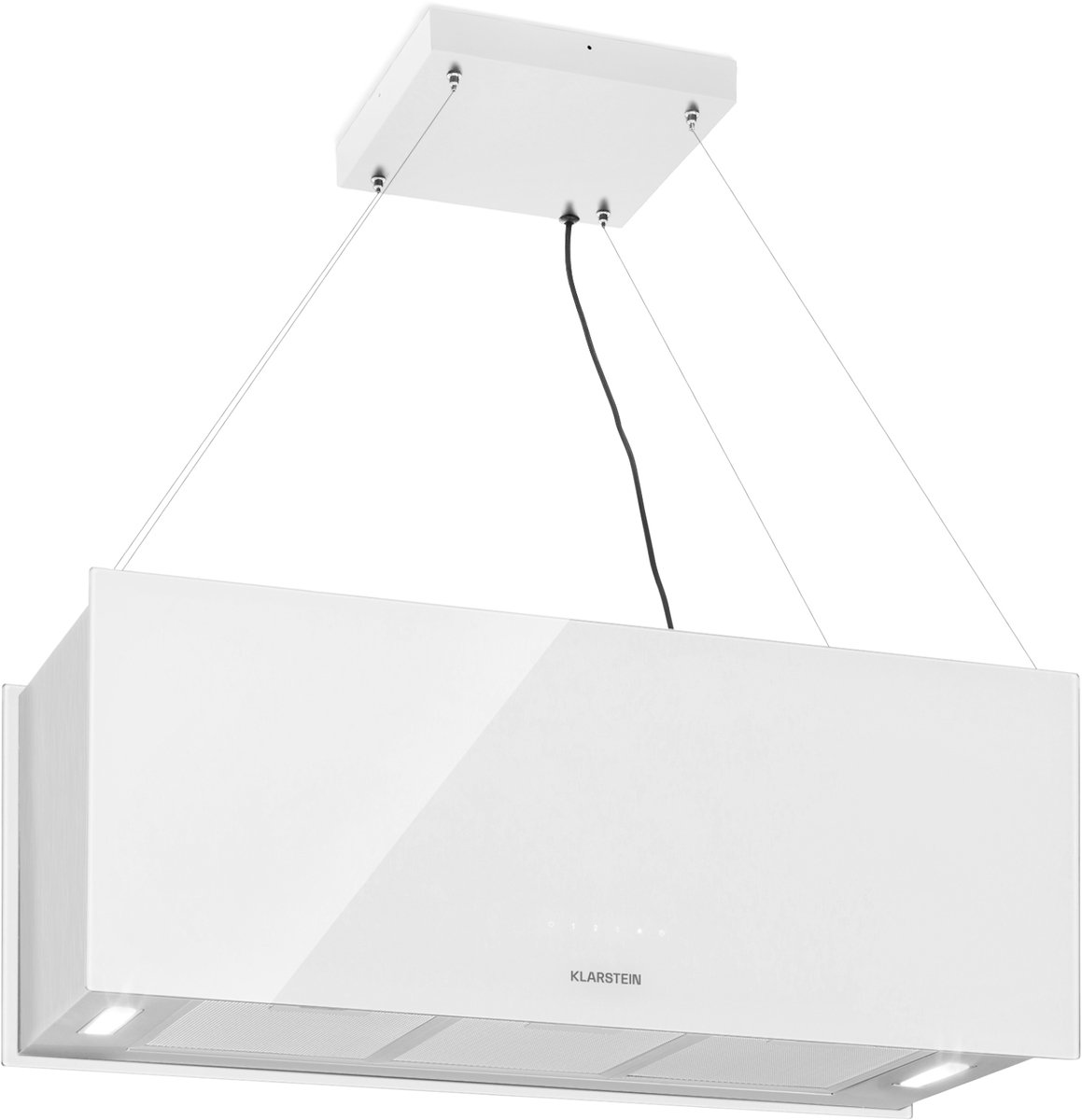 Klarstein Kronleuchter XL eilandafzuigkap 90cm afvoer: 590m³/h led touch Recirculatie afzuigkap; geen ombouw tot luchtafvoer mogelijk